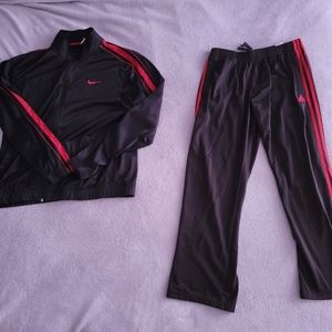 Nike and Adidas Mens Red Striped Track Suit Trainers Medium Polyester